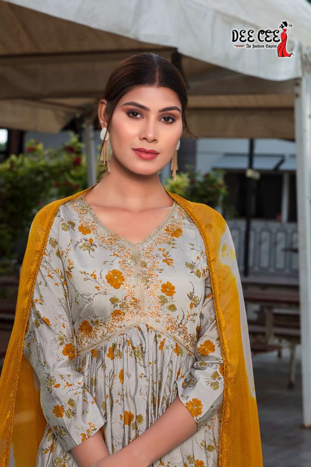 Karitika By Deecee Chanderi Printed Alia Cut Kurti With Bottom Dupatta
